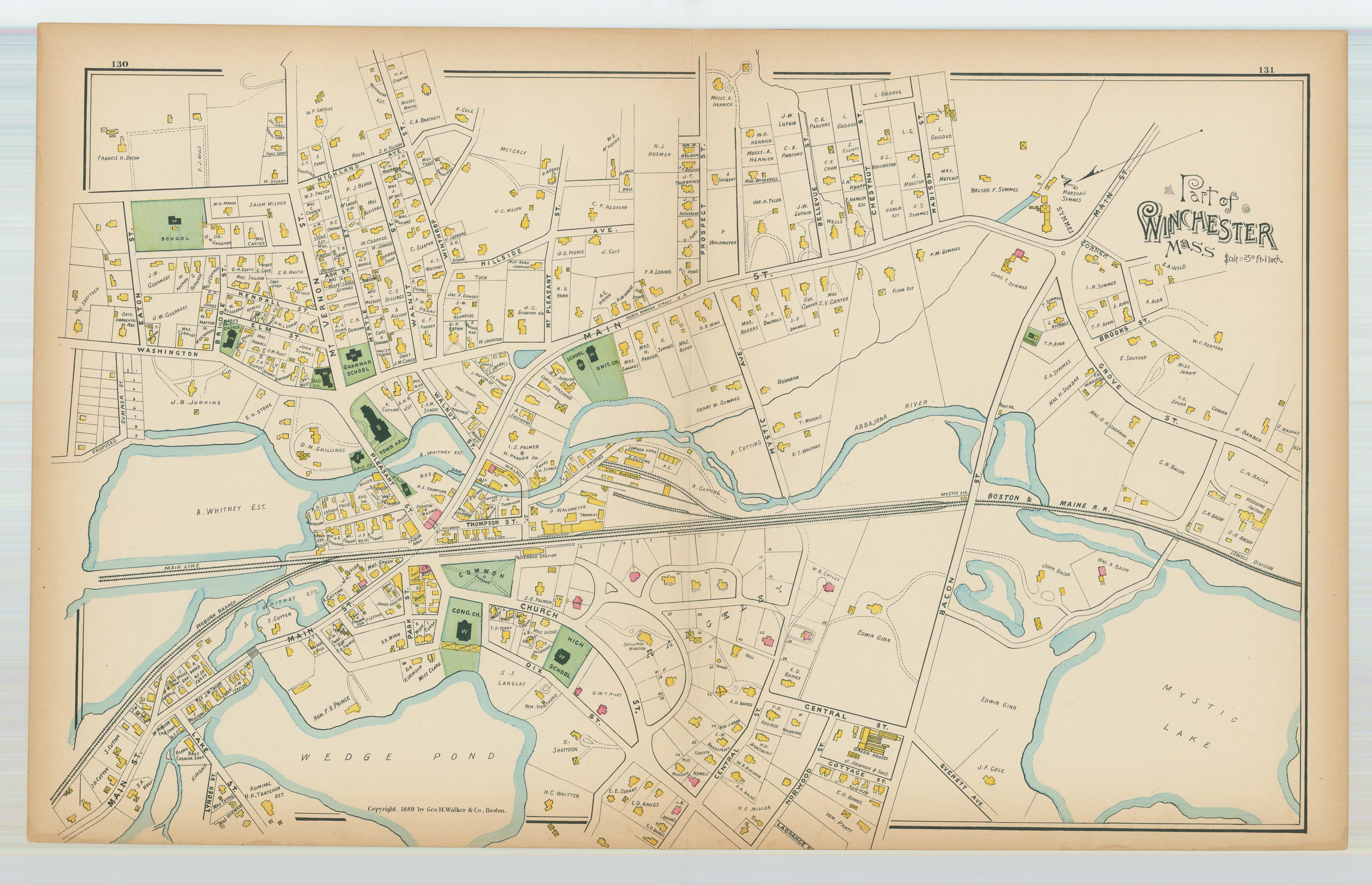 WINCHESTER, Massachusetts 1889 Map - Replica or Genuine ORIGINAL